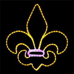LED Rope Light Fleur De Lis Mardi Gras Motif - Lighted Silhouette - Purple & Gold - 24 Inch