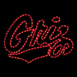 LED Rope Light University Of Montana Griz Logo Motif - Lighted Silhouette - Red - 24 Inch