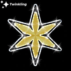 LED Rope Light Twinkling Shining Star Motif - Lighted Silhouette - Warm White And Cool White - 28 Inch