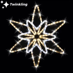 LED Rope Light Twinkling Shining Star Motif - Lighted Silhouette - Warm White And Cool White - 25 Inch