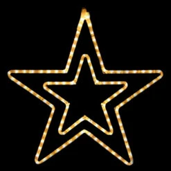 LED Rope Light Patriotic Double Star Motif - Lighted Silhouette - Warm White - 22 Inch