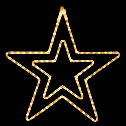 LED Rope Light Patriotic Double Star Motif - Lighted Silhouette - Warm White - 22 Inch