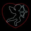 LED Neon Rope Light Cupid, Heart, And His Bow Motif - Lighted Silhouette - Cool White And Red - 33 Inch