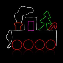 LED Neon Rope Light Train Motif - Lighted Silhouette - Multi-Color - 34.5 Inch