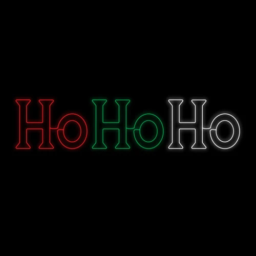 LED Neon Rope Light "Ho Ho Ho" Motif - Lighted Silhouette - Multi-Color - 59 Inch
