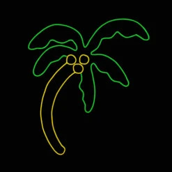 LED Neon Rope Light Palm Tree Motif - Lighted Silhouette - Green And Yellow - 24 Inch