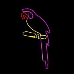 LED Neon Rope Light Parrot Motif - Lighted Silhouette - Multi-Color - 21 Inch