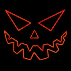LED Neon Rope Light Halloween Scary Pumpkin Face Motif - Lighted Silhouette - Orange - 20 Inch