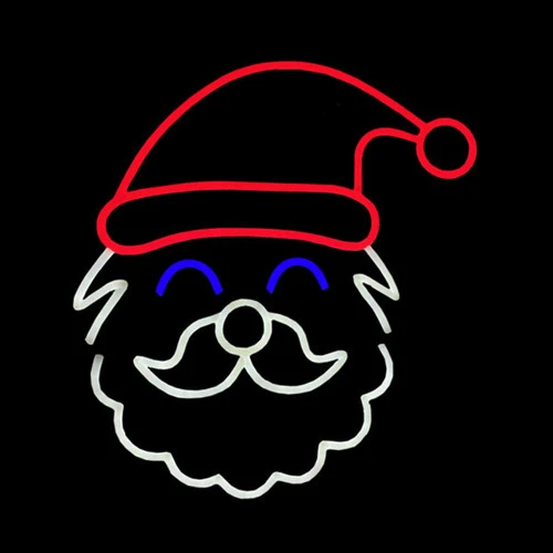 LED Neon Rope Light Santa Face Motif - Lighted Silhouette - Multi-Color - 14 Inch