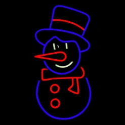 LED Neon Rope Light Grinning Snowman Motif - Lighted Silhouette - Multi-Color - 20 Inch