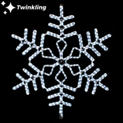 LED Rope Light Twinkling Snowflake Motif V2 - Lighted Silhouette - Cool White - 36 Inch
