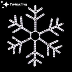 LED Rope Light Snowflake - Twinkling Lighted Silhouette - Cool White - 27 Inch