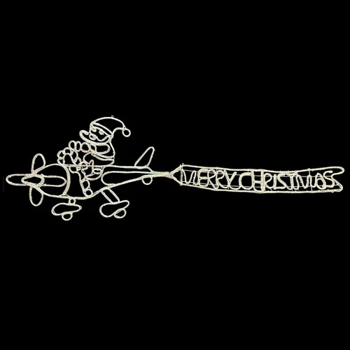 LED Rope Light Santa Flying Plane With Merry Christmas Banner Motif - Animated Lighted Silhouette - Multi-Color - 95 Inch - Image 4