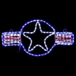 LED Rope Light Patriotic Air Force Stars And Bars Roundel Motif - Lighted Silhouette - Red, Cool White, And Blue - 24 Inch