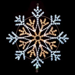 LED Rope Light Snowflake Motif - Lighted Silhouette - Cool White And Warm White - 36 Inch
