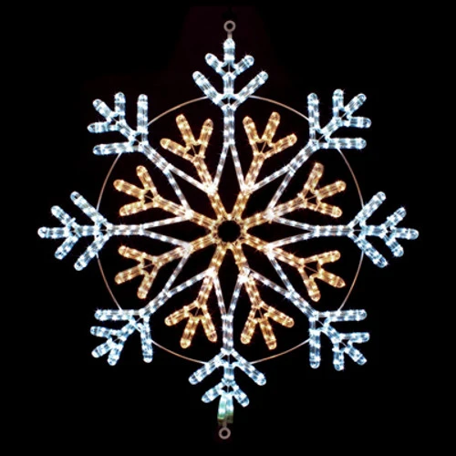 LED Rope Light Snowflake Motif - Lighted Silhouette - Cool White And Warm White - 36 Inch