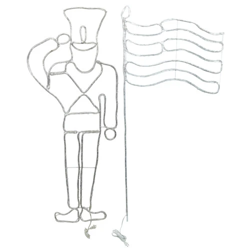 LED Rope Light Patriotic Saluting Soldier With American Flag Motif - Lighted Silhouette - Red, Cool White, And Blue - 60 Inch - Image 3