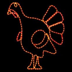LED Rope Light Thanksgiving Turkey Motif - Lighted Silhouette - Orange And Red - 32 Inch