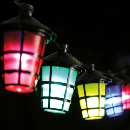 Coach Style Retro Patio Lantern Multi-Color LED String Lights With 8 Function Controller - 10 Bulb Set - Image 2