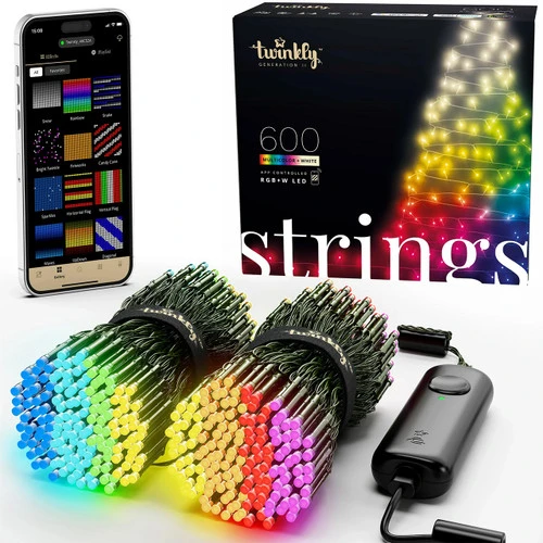 Twinkly Smart Lights - 600 LED Special Edition RGB+W Multicolor & White Chasing String Lights - Generation II - BT+WiFi - 158 Feet - Image 2