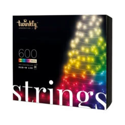 Twinkly Smart Lights - 600 LED Special Edition RGB+W Multicolor & White Chasing String Lights - Generation II - BT+WiFi - 158 Feet