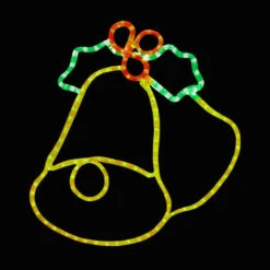 LED Rope Light Double Bell And Holly Motif - Lighted Silhouette - Multi-Color - 20 Inch
