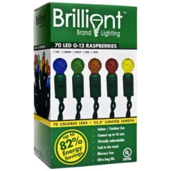 Brilliant 70 G12 LED Raspberry String Lights - 4 Inch Spacing