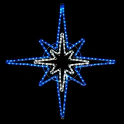 LED Rope Light Starburst Motif - Lighted Silhouette - Blue And Cool White - 33 Inch