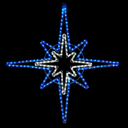 LED Rope Light Starburst Motif - Lighted Silhouette - Blue And Cool White - 33 Inch