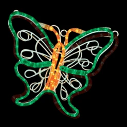 Rope Light Butterfly Motif - Animated Lighted Silhouette - Multi-Color - 16 Inch