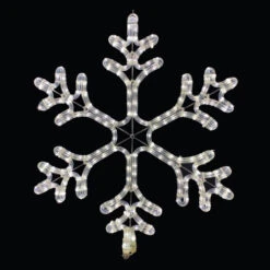 LED Rope Light Snowflake Motif V4 - Lighted Silhouette - Cool White - 21 Inch