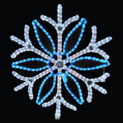 LED Rope Light Snowflake Motif - Lighted Silhouette - Cool White And Blue - 28 Inch