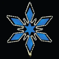 LED Rope Light Snowflake Motif - Lighted Silhouette - Cool White And Blue - 27.5 Inch