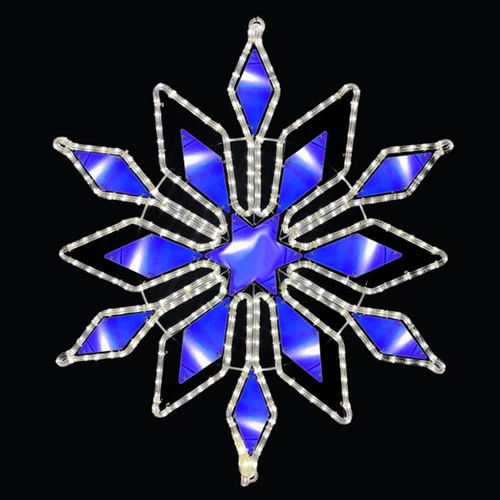 LED Rope Light Snowflake Motif - Lighted Silhouette - Cool White And Blue - 32.5 Inch