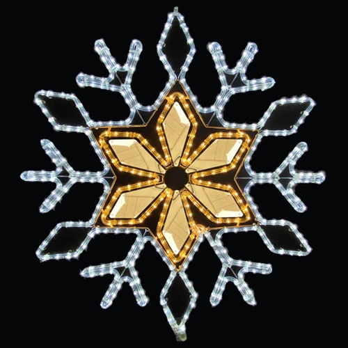LED Rope Light Snowflake Motif - Lighted Silhouette - Cool White And Warm White - 32 Inch