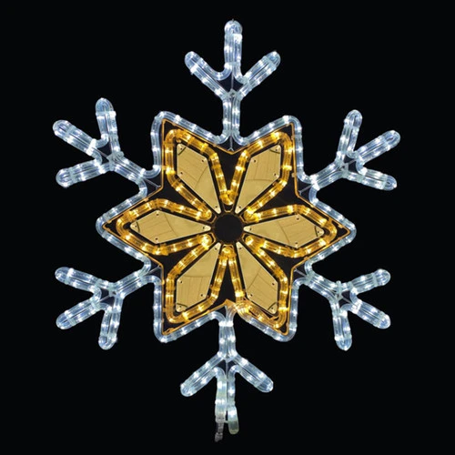 LED Rope Light Snowflake Motif - Lighted Silhouette - Cool White And Warm White - 23.5 Inch